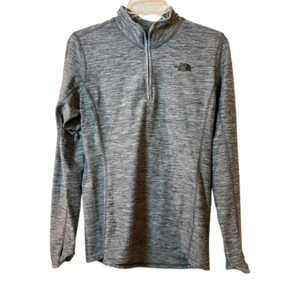 The North Face Quarter Zip Grey Space Dye Polyester Sweatshirt Women's Medium